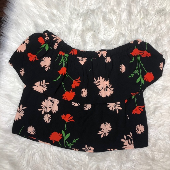 NWOT topshop off shoulder black floral top blouse - Picture 3 of 3